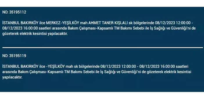 İstanbul’da yaşayanların dikkatine! Elektrik kesintisi saatlerce sürecek 11