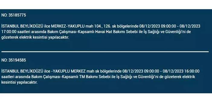 İstanbul’da yaşayanların dikkatine! Elektrik kesintisi saatlerce sürecek 17