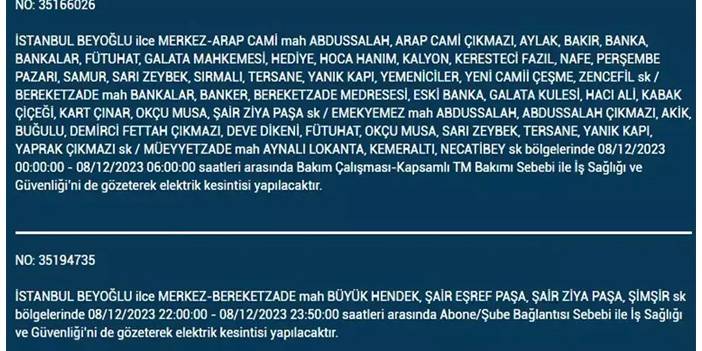 İstanbul’da yaşayanların dikkatine! Elektrik kesintisi saatlerce sürecek 18