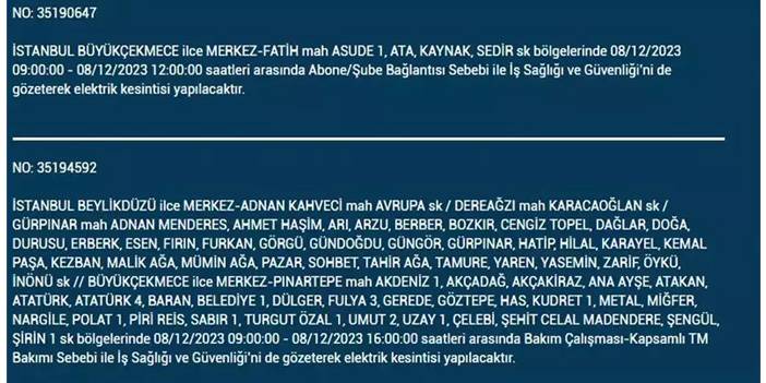 İstanbul’da yaşayanların dikkatine! Elektrik kesintisi saatlerce sürecek 20