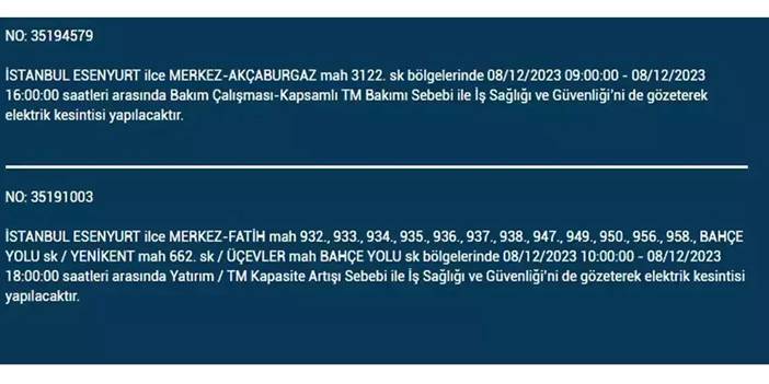 İstanbul’da yaşayanların dikkatine! Elektrik kesintisi saatlerce sürecek 24