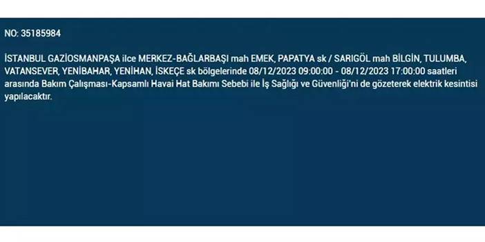 İstanbul’da yaşayanların dikkatine! Elektrik kesintisi saatlerce sürecek 28