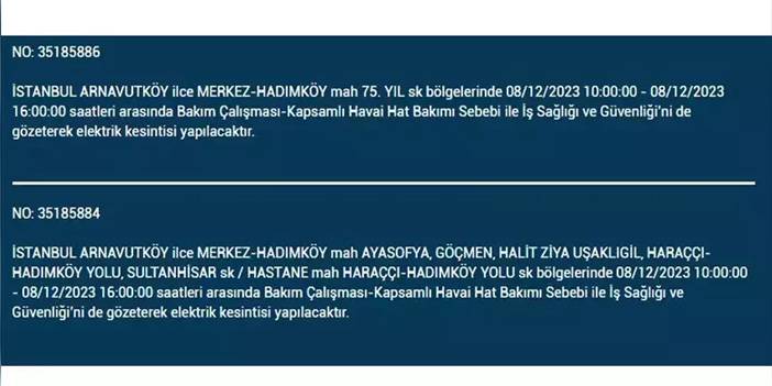 İstanbul’da yaşayanların dikkatine! Elektrik kesintisi saatlerce sürecek 3