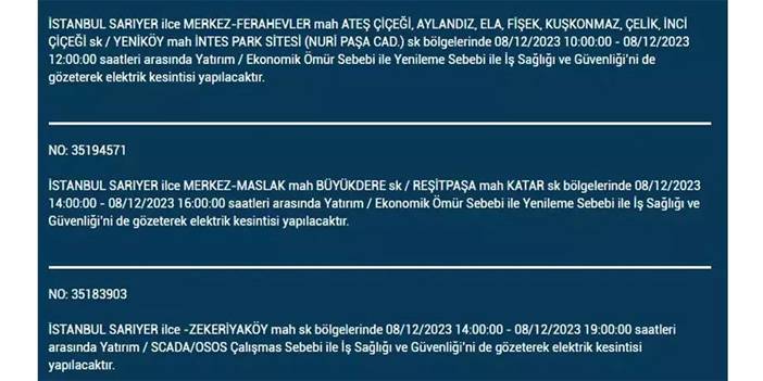 İstanbul’da yaşayanların dikkatine! Elektrik kesintisi saatlerce sürecek 32