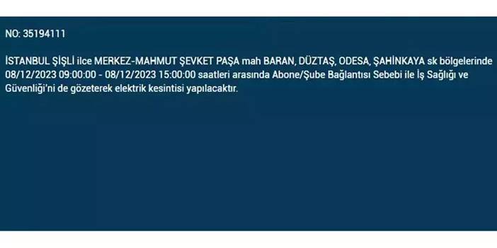 İstanbul’da yaşayanların dikkatine! Elektrik kesintisi saatlerce sürecek 33