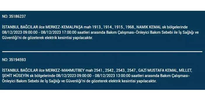 İstanbul’da yaşayanların dikkatine! Elektrik kesintisi saatlerce sürecek 7