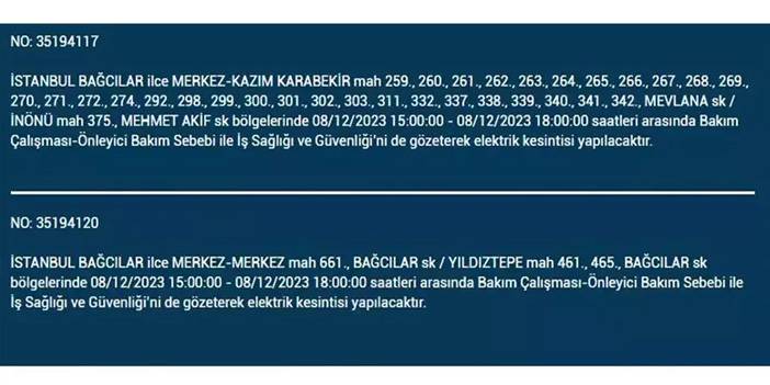 İstanbul’da yaşayanların dikkatine! Elektrik kesintisi saatlerce sürecek 8