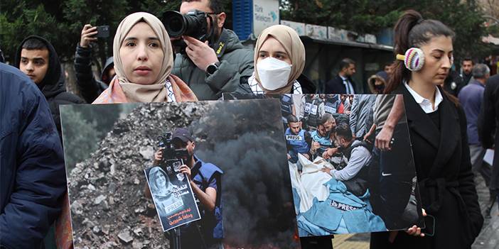 Ankara'da İsrail eylemi: Öldürülen gazetecileri andılar 1
