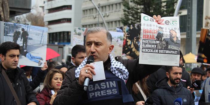 Ankara'da İsrail eylemi: Öldürülen gazetecileri andılar 7