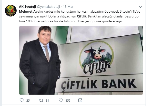 Çiftlik Bank'ın sahibi Mehmet Aydın'ın için atılan Tweetler 8
