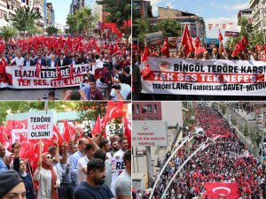 Tunceli, Hakari, Bingöl, Ağrı ve Diyarbakır PKK’ya karşı yürüdü