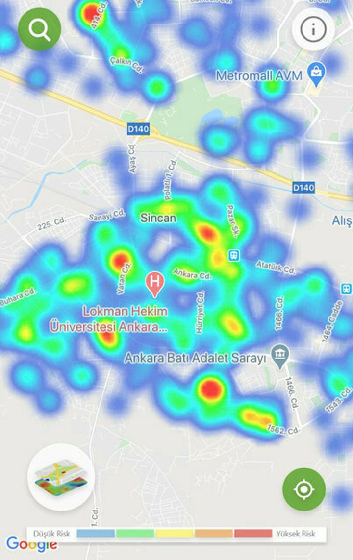Ankara'nın koronavirüs yoğunluk haritası güncellendi 18