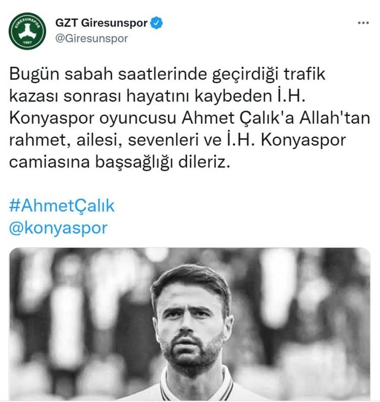 Futbol camiasından Ahmet Çalık'a başsağlığı mesajı 12