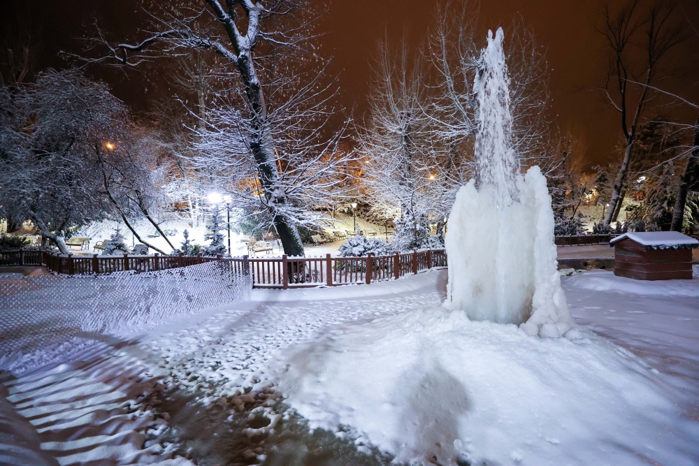 Ankara'nın simgelerinden Kuğulu Park beyaza büründü 2