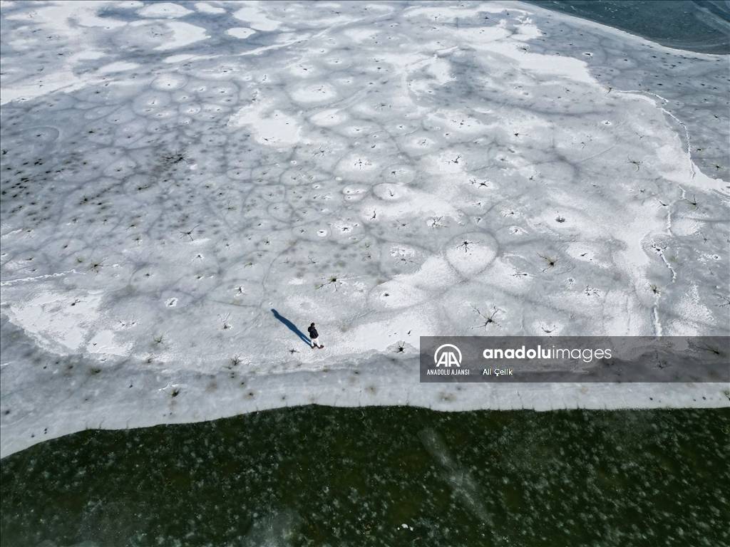 Dilkaya Sazlığı'nın yüzeyi büyük oranda buz tuttu 6