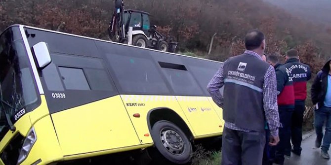 Çekmeköy'de İETT otobüsü yan yattı