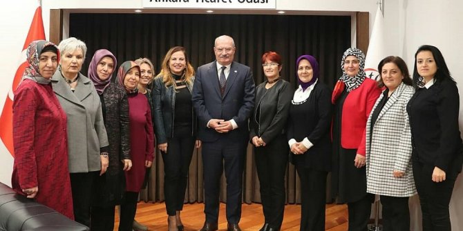 AHİD Kadın kolları yöneticileri ATO Başkanı Gürsel Baran’ı makamında ziyaret etti