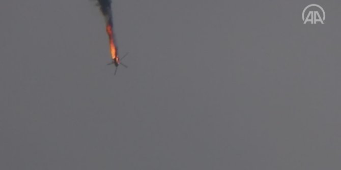 İdlib'de Esed rejimine ait helikopter düşürüldü