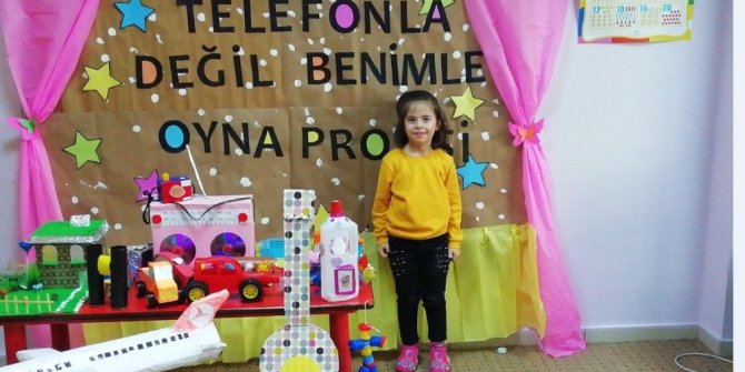 Pursaklar'da çocuklardan 'Telefonla değil benimle oyna' projesi