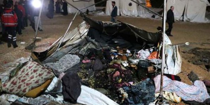 Elazığ'da depremzede çadırında yangın