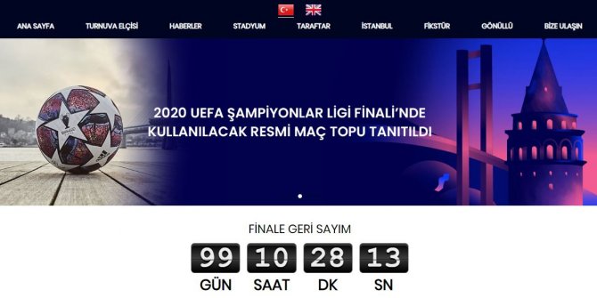 İstanbul'daki 2020 UEFA Şampiyonlar Ligi Finali'nin internet sitesi açıldı