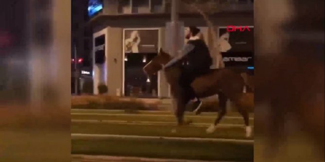 Tramvay yolunda atla görüntülendi verdiği cevap şaşkına çevirdi