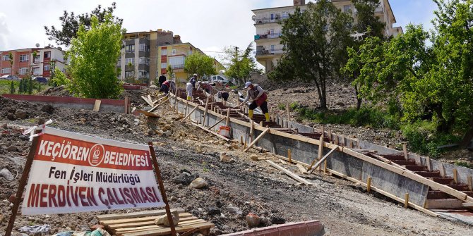 Keçiören Basınevleri Mahallesine 80 metre uzunluğunda merdiven 