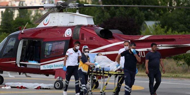 Kayseri'de ambulans helikopter kalp hastası kadın için havalandı