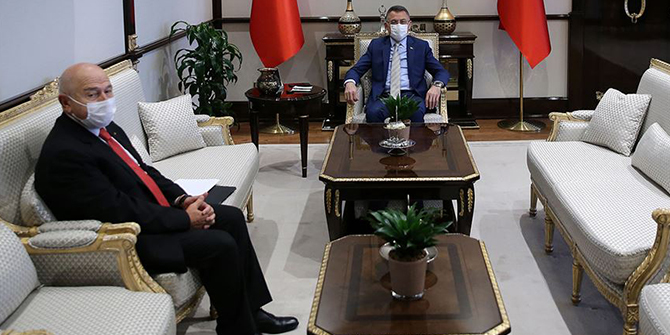Cumhurbaşkanı Yardımcısı Oktay TFF Başkanı Özdemir'i kabul etti