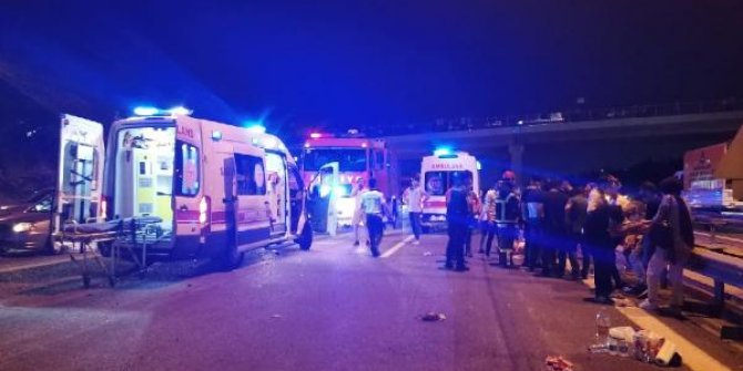 Gebze’de yolcu otobüsü devrildi