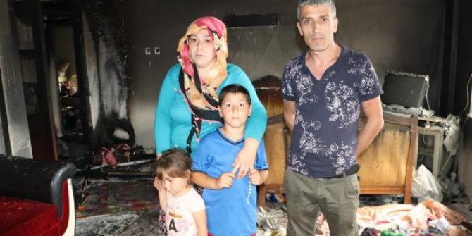Evi yanan aile destek bekliyor