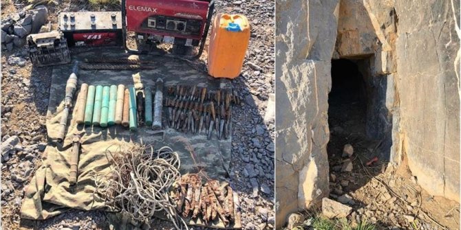 Hakkari'de teröristlerin kullandığı mağarada mühimmat bulundu
