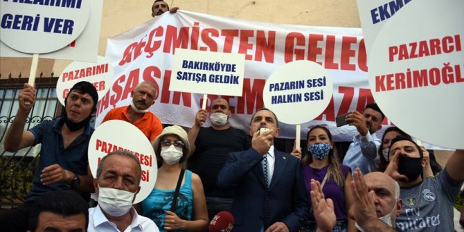 Pazar yerleri kapatılan pazarcılardan eylem