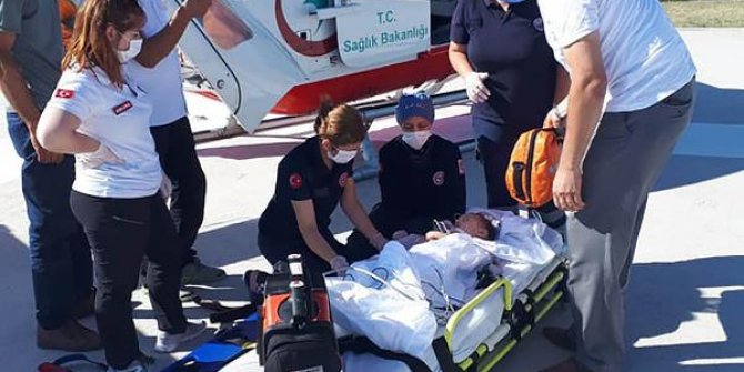 Üzerine televizyon düşen bebek, hava ambulansı ile sevk edildi