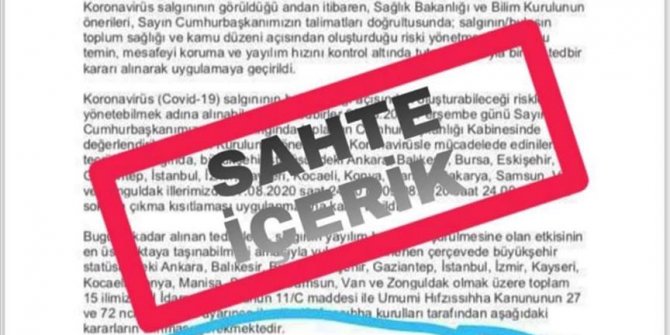 İçişleri Bakan Yardımcısı Çataklı'dan sahte Kovid-19 içerikleriyle ilgili paylaşım