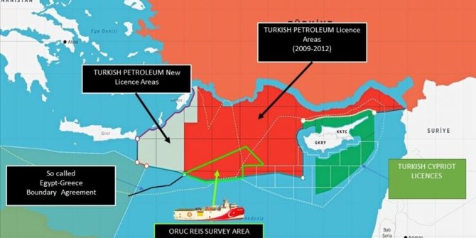Dışişleri Bakanlığı, Oruç Reis'in faaliyet sahasını gösteren haritayı paylaştı