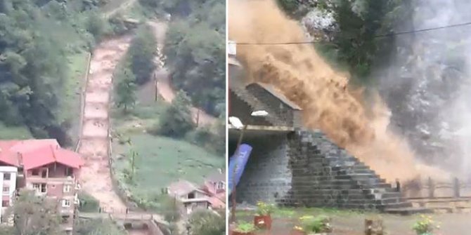 Ayder Yaylası yolunda heyelan; çay bahçesinde mahsur kaldılar