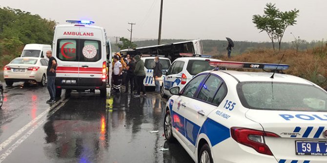 Tekirdağ'da işçi servisi devrildi: 10 yaralı