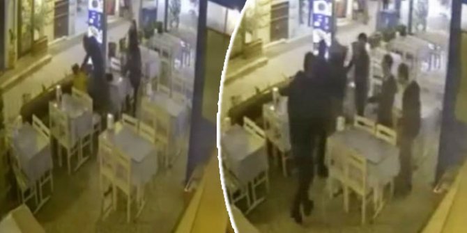 Genç kızın restoranda darbedildiği anlar kamerada