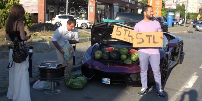 Beyoğlu'nda lüks otomobille 5 liraya karpuz satan sürücüye ceza