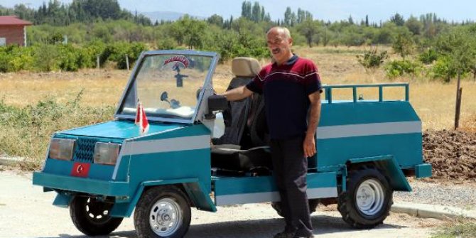 Bıçak ustası, çapa makinesi motoruyla üstü açık araba yaptı