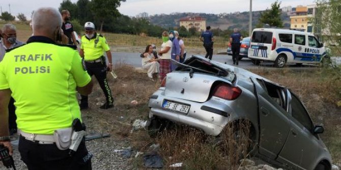 Kaza yapan sürücüyü polis sakinleştirdi