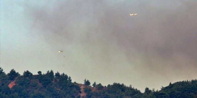 Hatay'daki orman yangınına havadan müdahale tekrar başladı