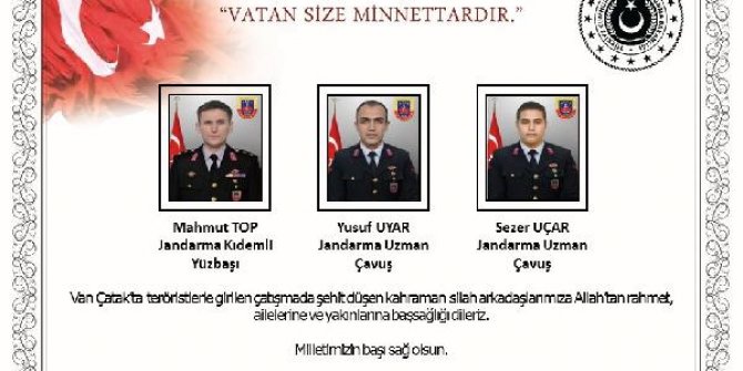 MSB'den, şehit askerler için başsağlığı mesajı