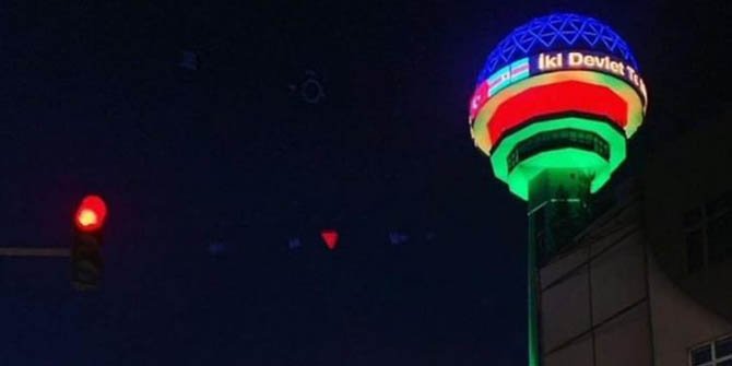 Atakule, Azerbaycan Bayrağı'nın renkleriyle ışıklandırıldı