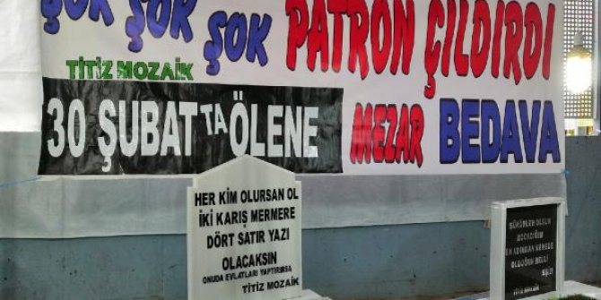 Fuarda mezar sergileyen firmadan şaşırtan yazı