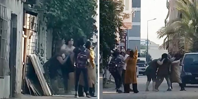 4 kadın, aralarına aldıkları kadını tekme tokat dövdü