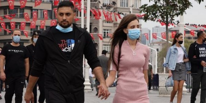 Taksim’de maske takmayan turistler uyarıldı