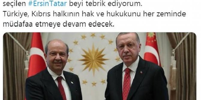 KKTC Cumhurbaşkanı Ersin Tatar'a Türkiye'den tebrik mesajları