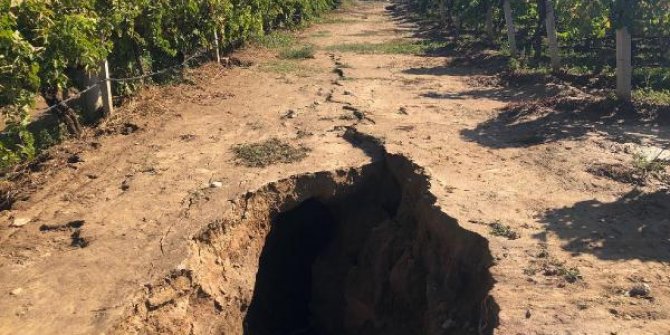 Sarıgöl’de sel suları fay hattını doldurdu, bağlarda çatlak ve yarıklar oluştu